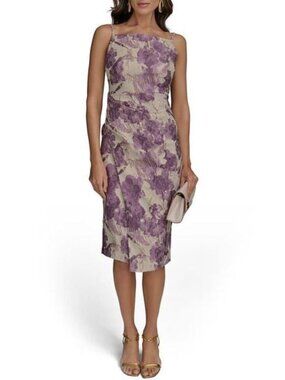 Donna Karan Sleeveless Square Neckline Brocade Dress Size 4